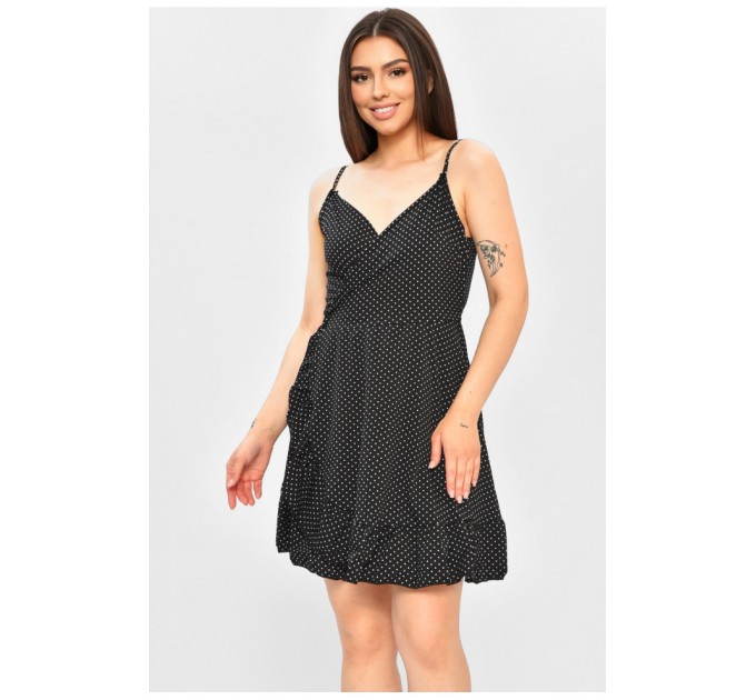 Женский сарафан с принтом на запах черного цвета 179659L