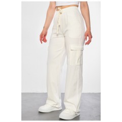 Брюки женские полубатальные белого цвета 179898L.