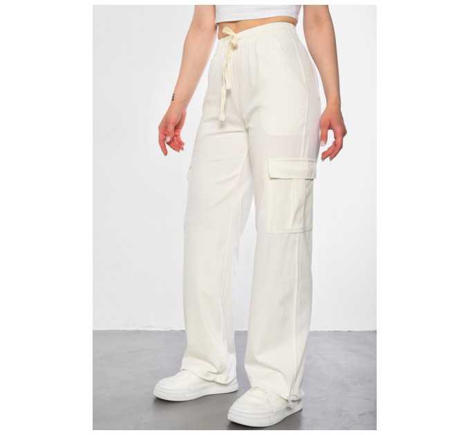 Брюки женские полубатальные белого цвета 179898L.