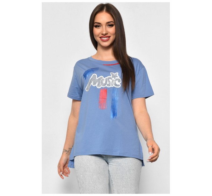 Футболка жіноча напівбатальна світло-синього кольору 179947L