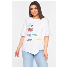 Футболка жіноча напівбатальна білого кольору 180081L