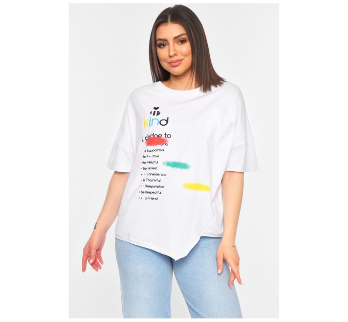 Футболка жіноча напівбатальна білого кольору 180081L
