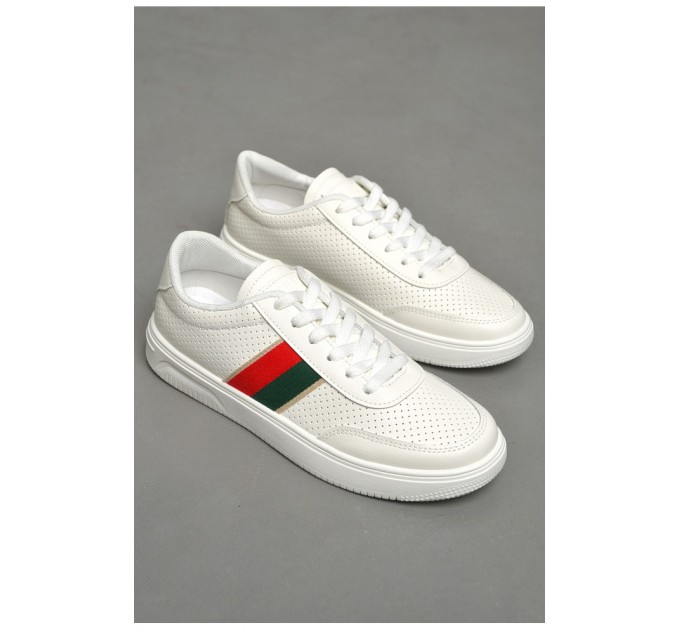 Кеды мужские белого цвета на шнуровке 180569L