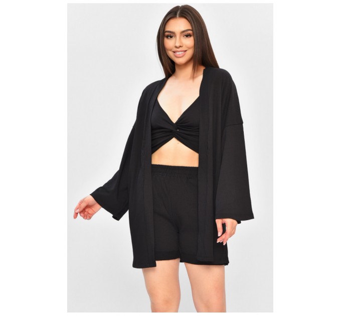 Костюм жіночий трійка чорного кольору 180603L