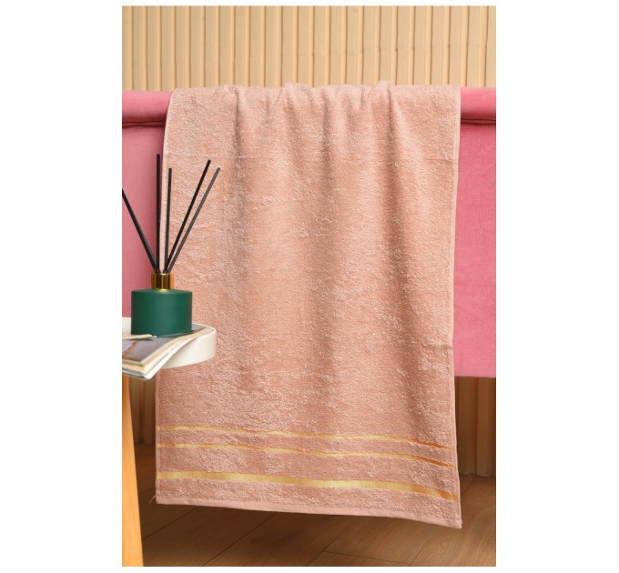 Рушник для обличчя махровий пудрового кольору 181807L