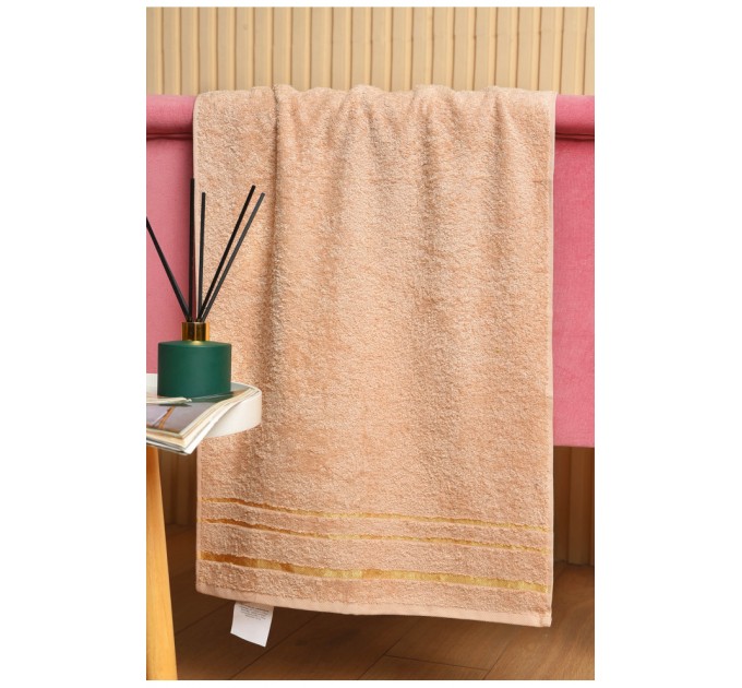 Рушник для обличчя махровий бежевого кольору 181808L