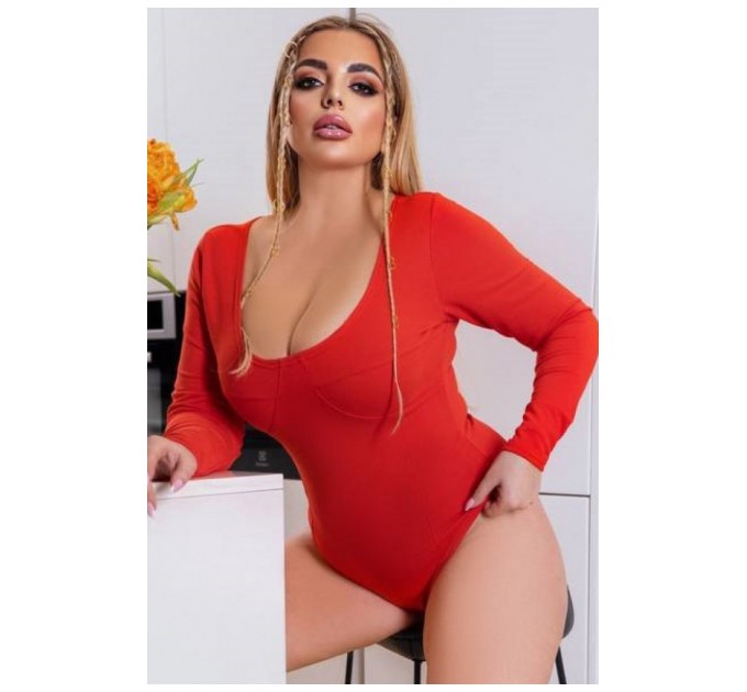 Боди однотонное женское красного цвета 181946L
