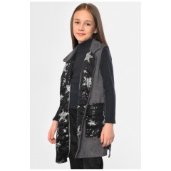 Кардиган дитячий для дівчинки без рукавів сірого кольору 182735L