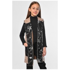 Кардиган дитячий для дівчинки без рукавів кольору мокко 182736L