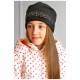 Шапка підліткова для дівчинки велюрова чорного кольору 182942L