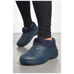 Калоші жіночі на хутрі синього кольору 184460L