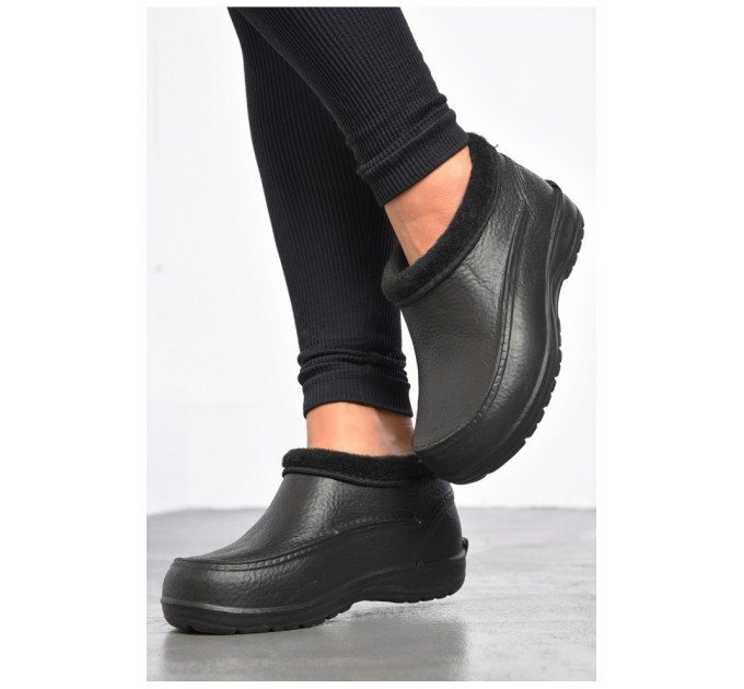 Калоші жіночі на хутрі чорного кольору 185057L