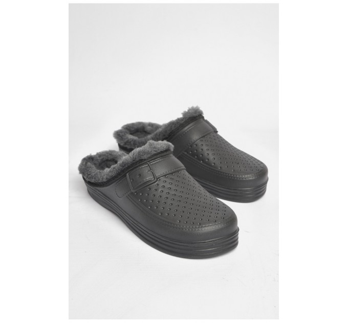 Сабо чоловічі на хутрі чорного кольору 185094L