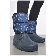 Дутики женские на меху синего цвета 185557L