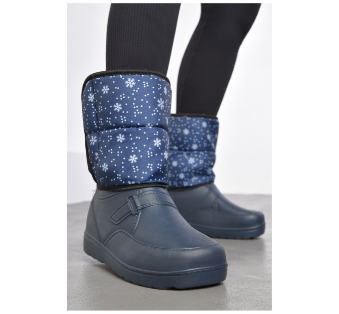 Дутики жіночі на хутрі синього кольору 185557L