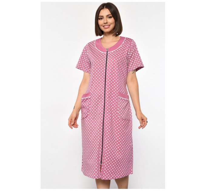 Халат жіночий батальний з принтом рожевого кольору 185790L