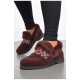 Капці жіночі на хутрі бордового кольору з візерунком 186086L