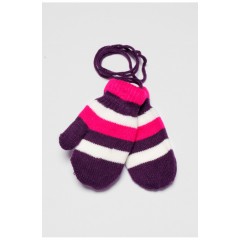 Перчатки детские утепленные фиолетового цвета в полоску 186508L