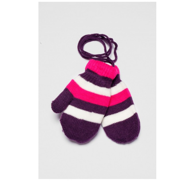 Перчатки детские утепленные фиолетового цвета в полоску 186508L