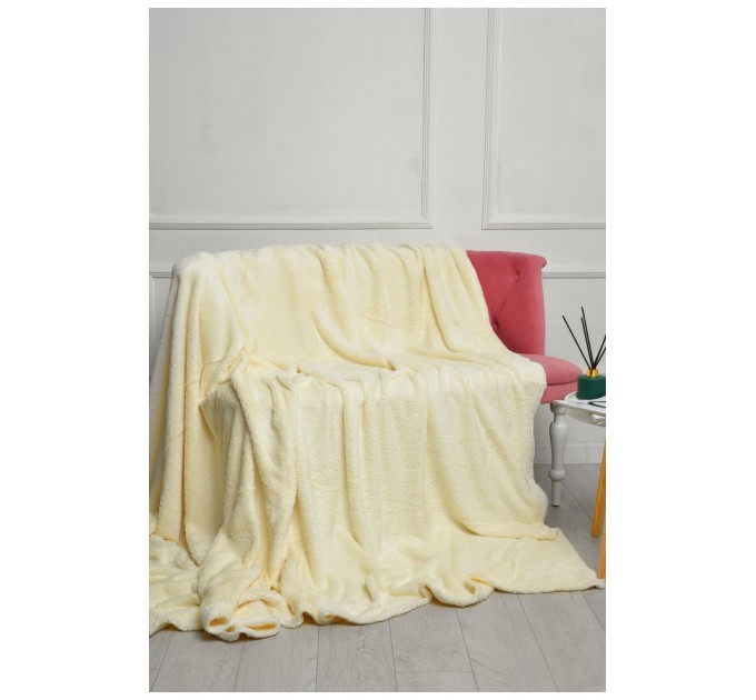 Плед однотонный молочного цвета размер 220*240 186570L