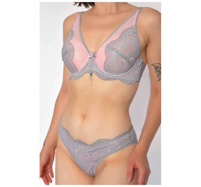 Комплект женский серого цвета чашка C 186799L