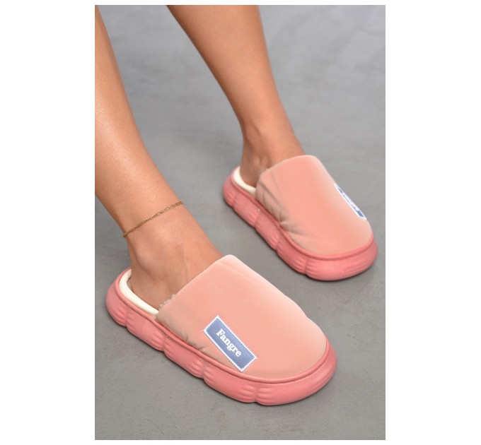 Тапочки домашние женские теплые темно-розового цвета 186835L