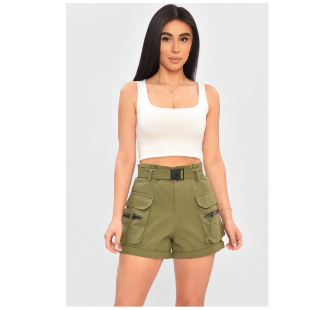 Шорти жіночі кольору хакі 187076L