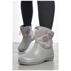 Дутики жіночі на хутрі сірого кольору 187253L