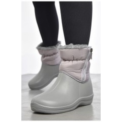 Дутики жіночі на хутрі сірого кольору 187255L