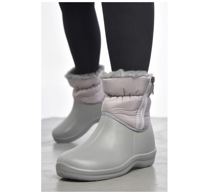 Дутики жіночі на хутрі сірого кольору 187255L