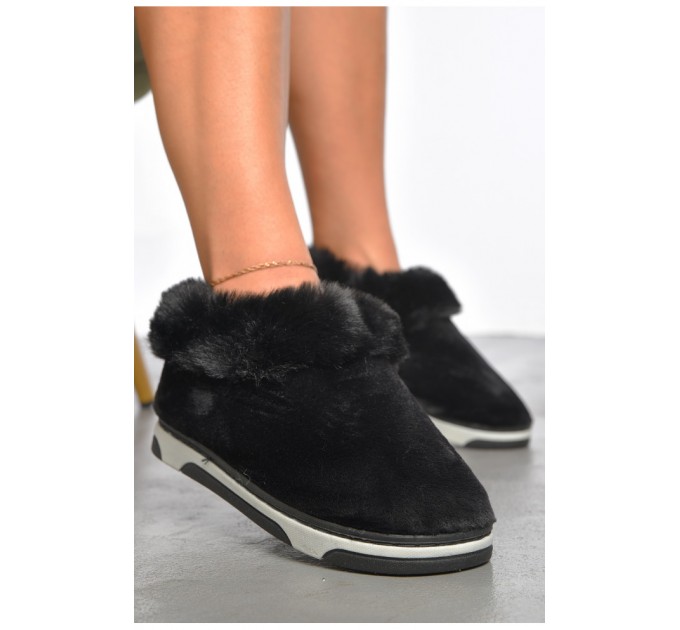 Капці домашні жіночі теплі чорного кольору 187364L