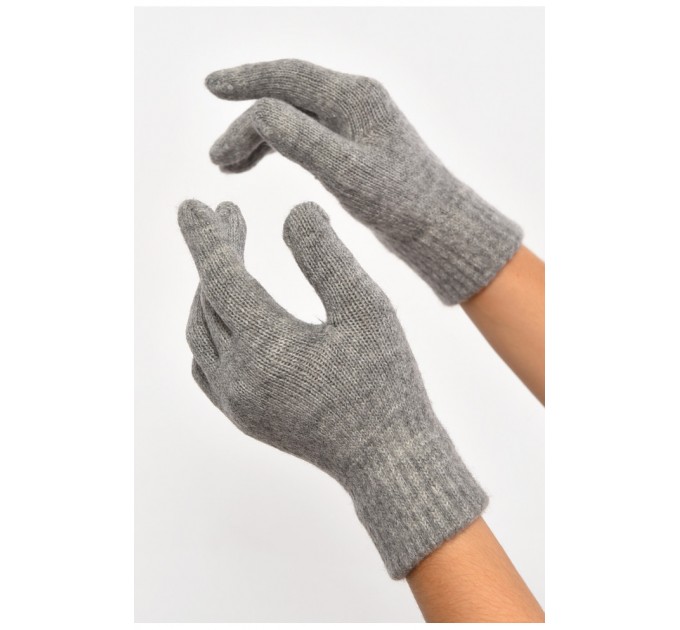 Перчатки трикотажные женские с начесом темно-серого цвета 187414L