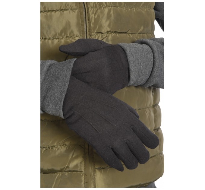 Перчатки мужские на искусственном меху сенсорные черного цвета 187430L