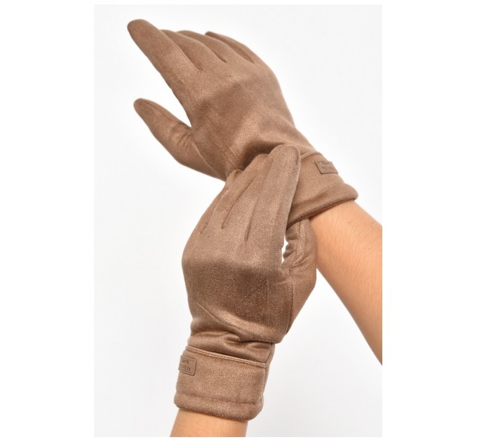 Перчатки женские замшевые на искусственном меху сенсорные цвета мокко 187472L