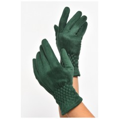 Перчатки женские замшевые на искусственном меху сенсорные зеленого цвета 187485L Перчатки женские замшевые на искусственном меху сенсорные зеленого цвета 187485L