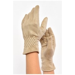 Перчатки женские замшевые на искусственном меху сенсорные бежевого цвета 187486L Перчатки женские замшевые на искусственном меху сенсорные бежевого цвета 187486L