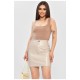 Женская юбка с эко кожей светло-бежевого цвета 188202L