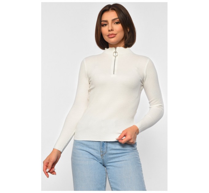 Гольф жіночий однотонний з замком білого кольору 188268L