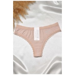 Стринги женские с кружевом бежевого цвета 188792L