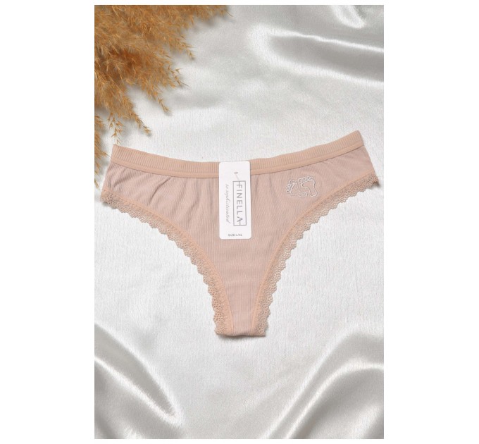 Стринги женские с кружевом бежевого цвета 188792L