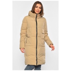 Женская зимняя куртка с капюшоном бежевого цвета 188892L