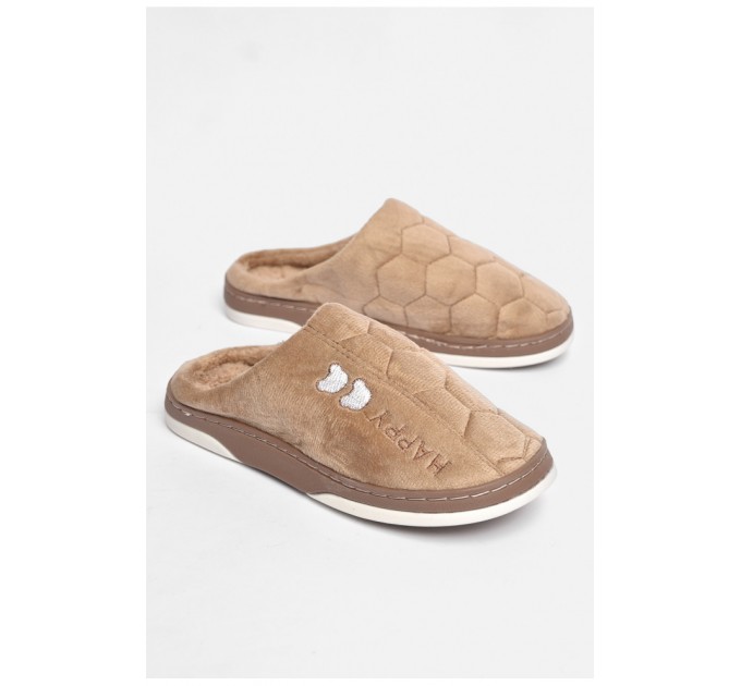 Тапочки комнатные мужские коричневого цвета на меху 189325L