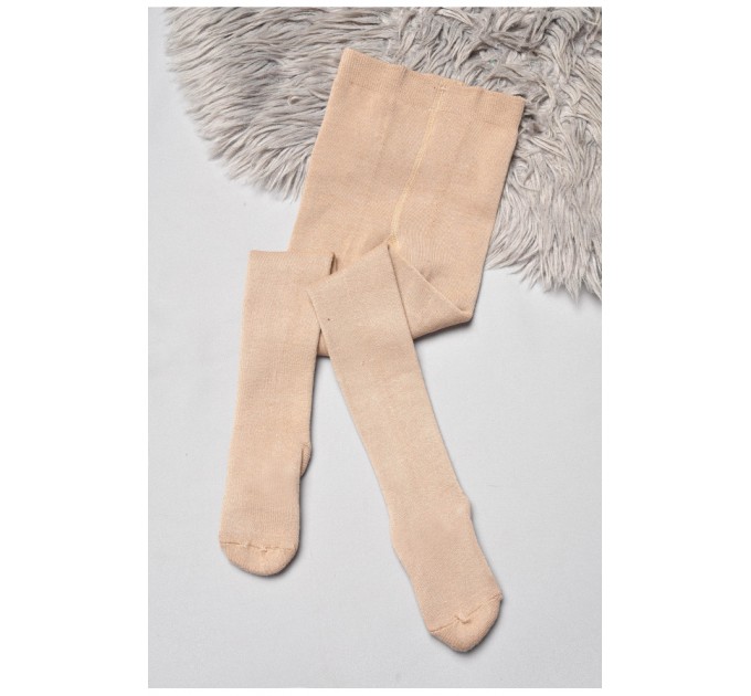 Колготи дитячі махрові для дівчинки бежевого кольору 189568L
