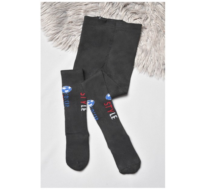 Колготи дитячі махрові для хлопчика чорного кольору 189611L