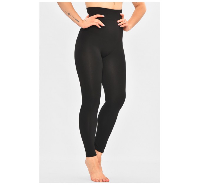 Лосини жіночі на штучному хутрі чорного кольору 189831L