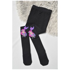 Колготи дитячі з малюнком для дівчинки чорного кольору 189950L