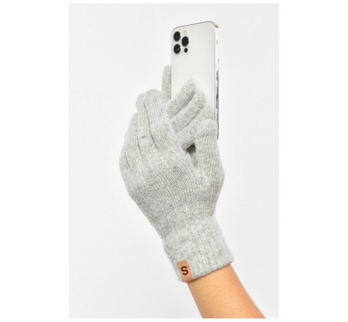 Рукавички жіночі світло-сірого кольору утеплені 189980L