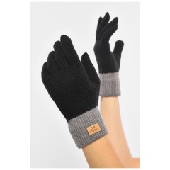 Рукавички жіночі сенсорні чорного кольору утеплені 190038L