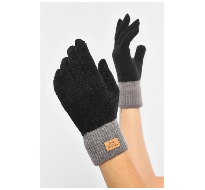 Рукавички жіночі сенсорні чорного кольору утеплені 190038L