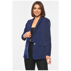 Жіночий піджак однотонний темно-синього кольору 190482L